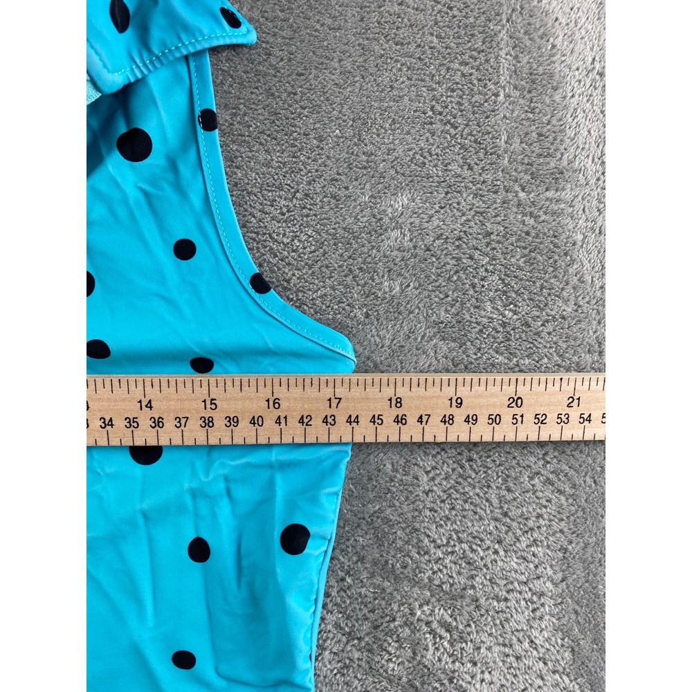 Tzu Tzu Womens Turquoise Polka Dot Sleeveless Golf Polo Top Quarter Zip Large - Picture 5 of 9